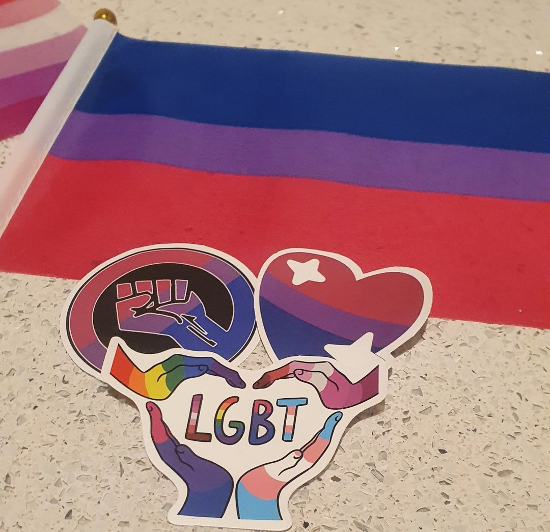 Small Bisexual Pride Flags, Handheld, Waving Flags, With FREE Stickers ...