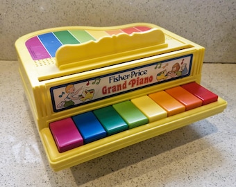 ヴィンテージおもちゃのピアノ - 脚付きブルー塗装木製 - 8つの鍵盤