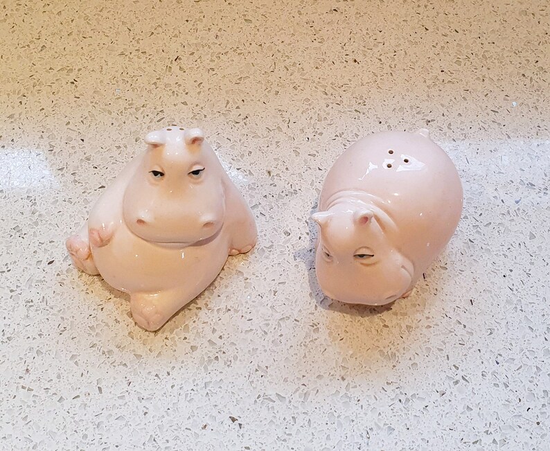 Fitz and Floyd Vintage Hippo Salt and Pepper Shakers, Kitsch, Quirky