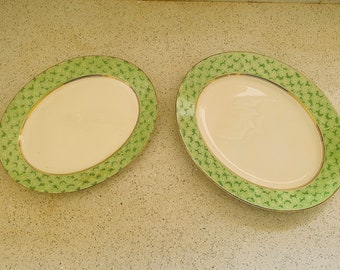 Art Deco, Wedgewood, Mossley, Green and Cream, Platters, serving dishes, Large Plates, Wedgewood, Mossley, Dinner Service,