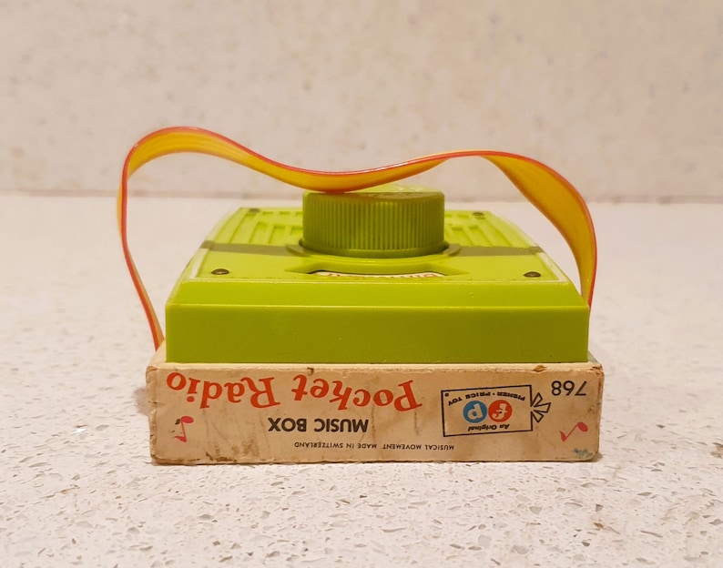 Vintage 70s Fisher Price Radio, Plays Happy Birthday, Very Good condition, Works well