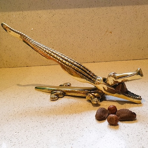 Large Brass Crocodile Nutcracker, Crocodile Nutcracker, Very Good condition