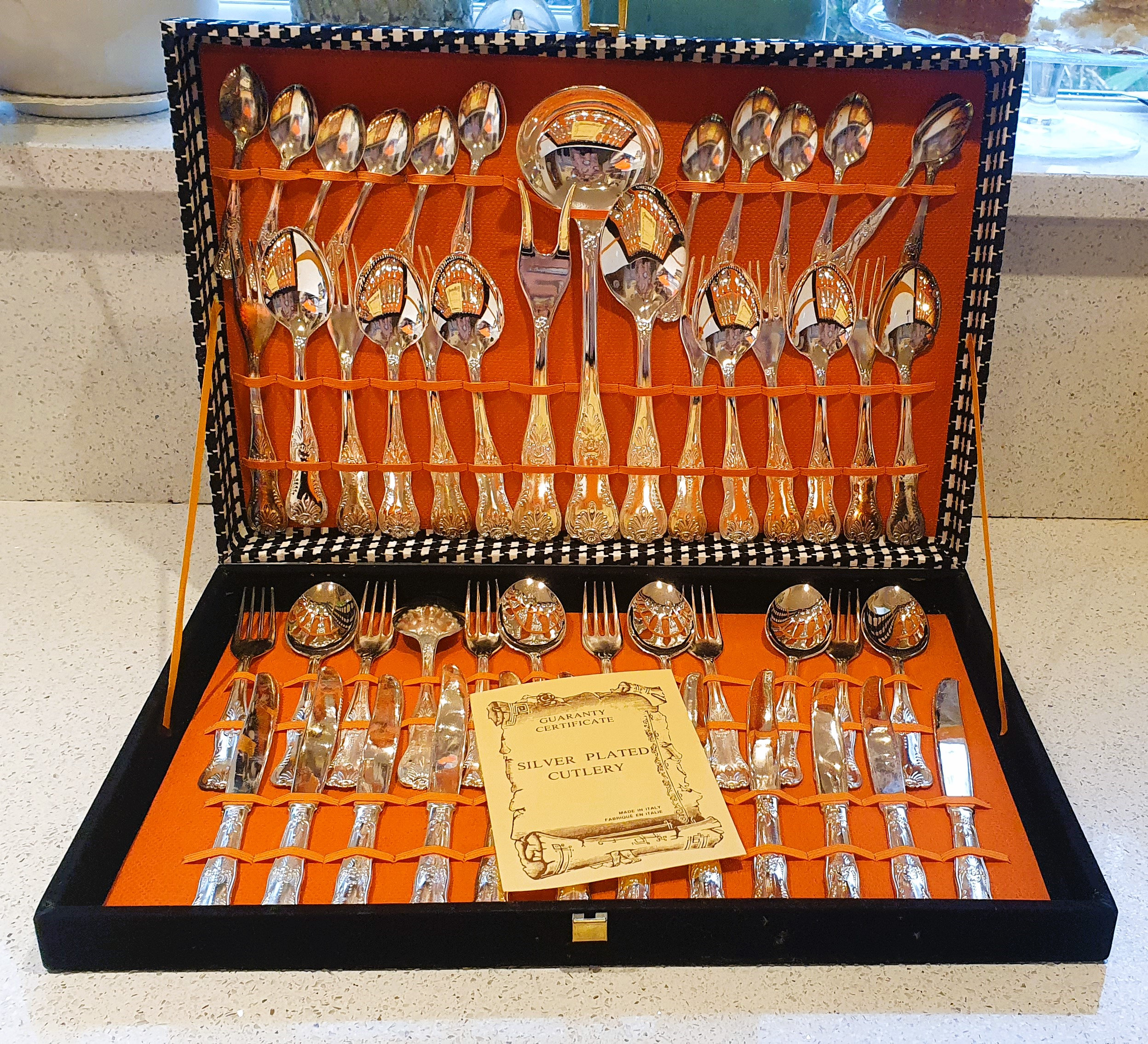 Vintage LBL Italian Silver Plated Cutlery Set 51 Piece, 12 