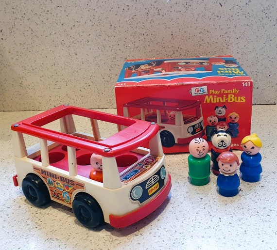 Vintage Fisher Price Mini Bus and Little People, Boxed, Very Good