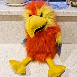 Vintage Parrot Puppet, Funny, Quirky, Large Hand Puppet, Parrot, colourful, Bird, Vintage Puppet, Puppet company