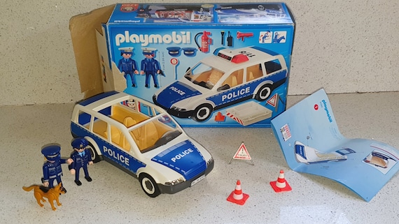 Vintage Playmobil Police Figures, Police Dog and Police Car