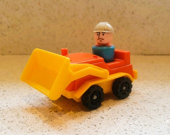 Vintage Fisher Price Digger Truck with Construction Worker