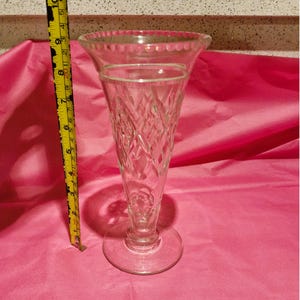 Vintage Crystal Vase, Vintage Glass Vase, 9 Inches ,Decorative, Flared Glass Vase, Trumpet Shaped, Cut Glass, Flower Vase