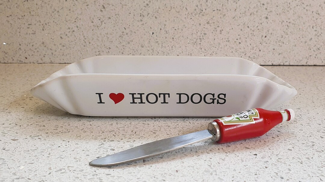 Vintage Ceramic Hot Dog Dish and Heinz Ketchup Spreader Etsy