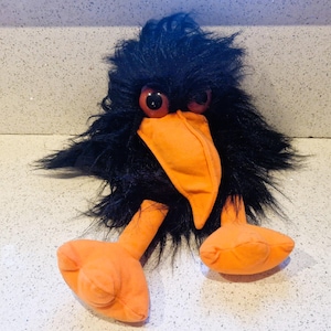 Vintage Crow Hand Puppet: Large, Quirky Squeaky Toy, RARE