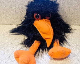 Vintage Crow Hand Puppet: Large, Quirky Squeaky Toy, RARE