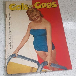 Vintage Men&#39;s Magazine, Gals and Gags, May 1955, 50s, Humour, 50s Pin Up Girls