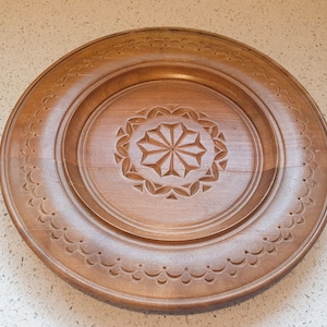 Vintage Carved Wood Plate: Boho Home Decor (7.5 inch)