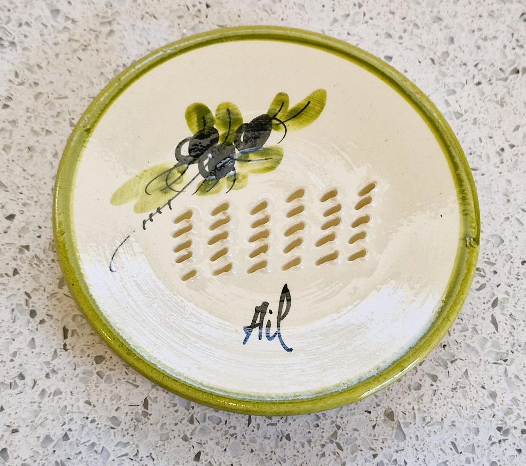 Vintage French Pottery Garlic Rasp: Olive Crusher Plate - Etsy