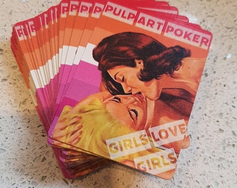 Lesbian, Gay, LGBT, Vintage, Retro, Pulp Art Poker cards, Playing Cards, Unique, Full deck. Gift, Girlfriend. Gay Pride