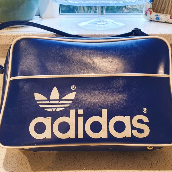 Bolso Adidas Vintage, Icónico, Peter Black, Grande, 40cm, Excelente estado, Genuino, original, Años 70, Azul. RARO, Keighley Ltd.