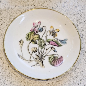 MINTON Plate, Minton Dish, flower, Botanical, Bone China, Gilt edged, Made in England