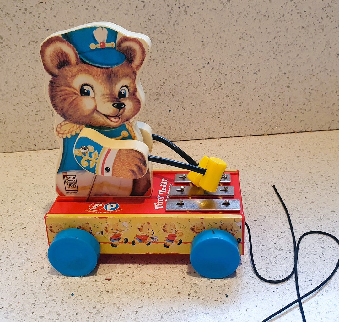 Vintage Fisher Price Pull Along Bear Nursery Décor Teddy Etsy