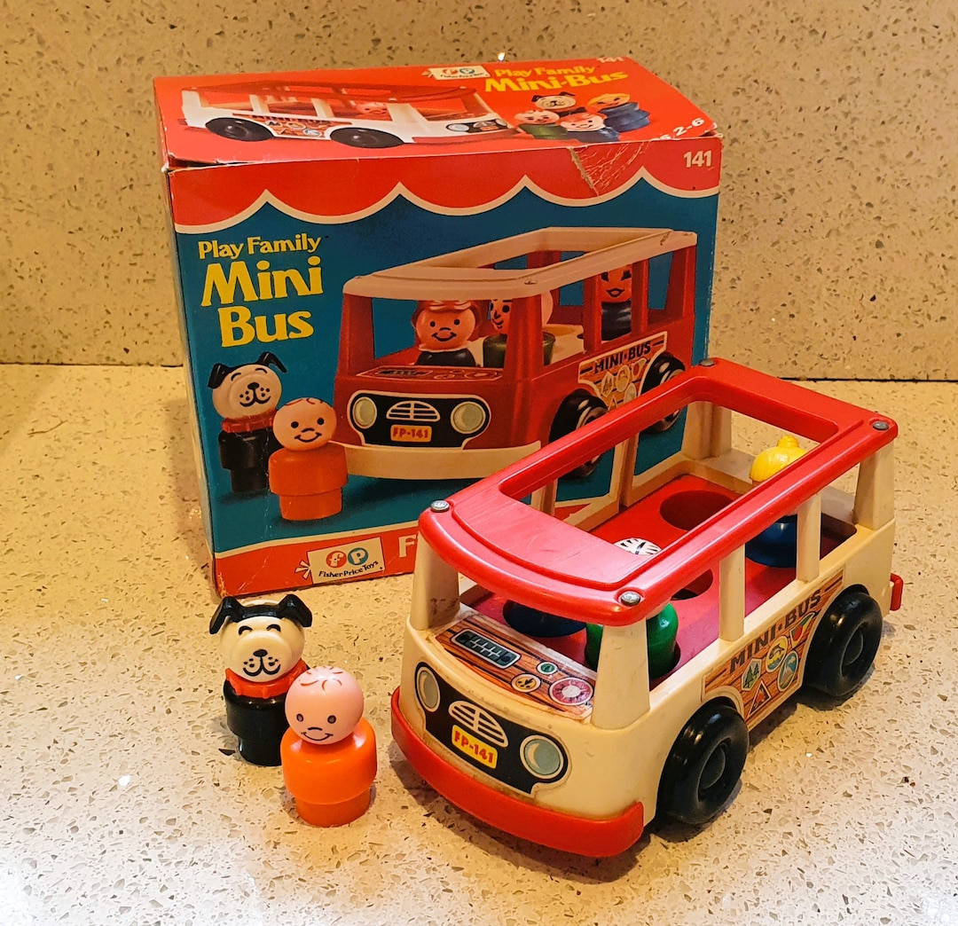 Vintage Fisher Price Mini Bus and Little People, Boxed, Very Good