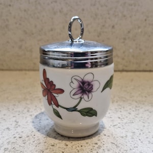 Royal Worcester Egg Coddler, Floral, Margarida, Flores, Astley, King Size, Duplo, Egg Coddler, Royal Worcester, Feito na Inglaterra, Grande