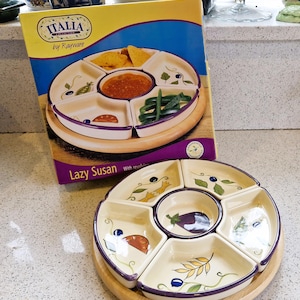 Vintage Rayware Lazy Susan: Ceramic Tapas Serving Set - Boxed