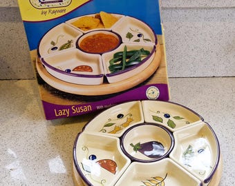 Vintage Rayware Lazy Susan: Ceramic Tapas Serving Set - Boxed