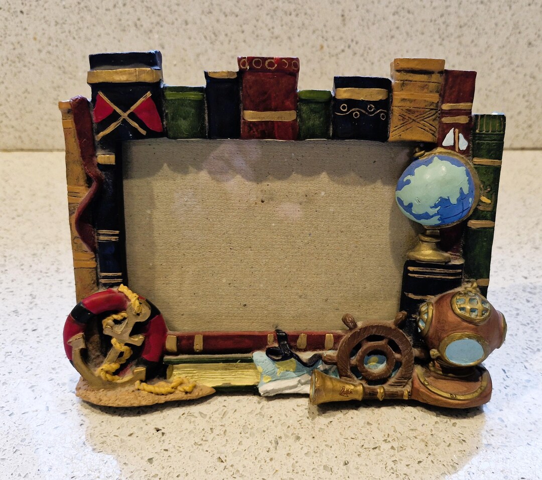 Vintage 3D Picture Frame: Scholar Library Bookcase Design - Etsy