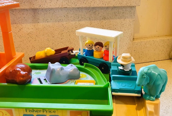 Vintage Fisher Price Zoo Set: Little People, Animals, Safari Train