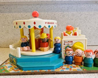 箱付き　1972 ヴィンテージ　フィッシャープライス　 メリーゴーランド Vintage Fisher Price Little People Merry-go-round With Box