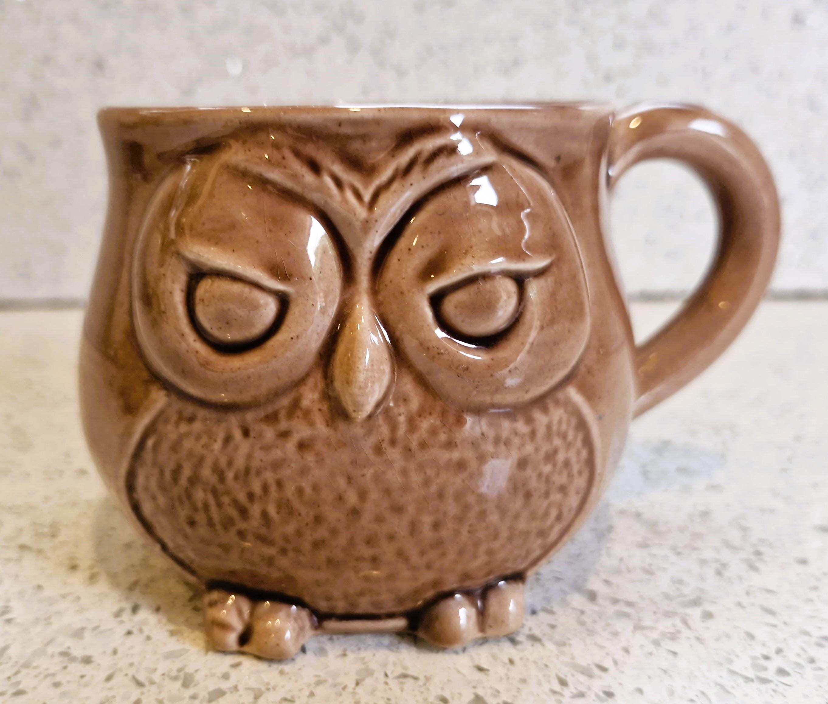 Vintage Owl Mug, Brown, ceramic