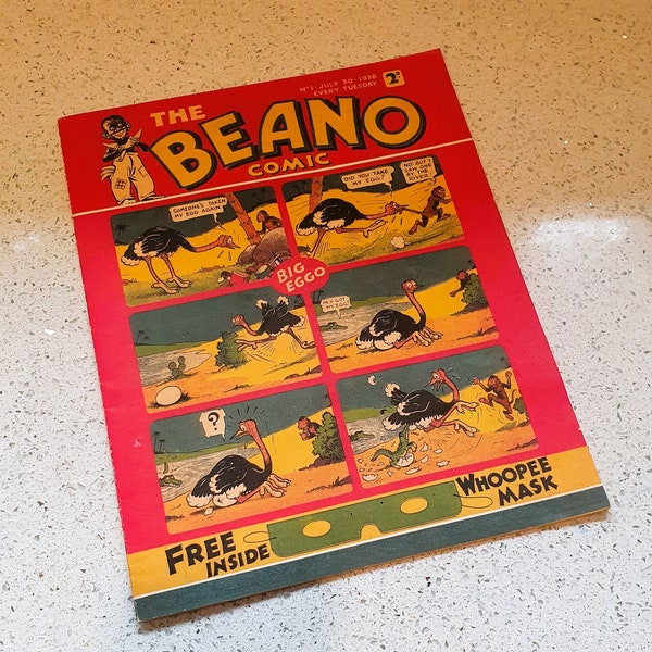 VINTAGE BEANO _ Retro reprint of The Beano, No1, 1938, July 30th, Every Tuesday, Reprint, Retro, Vintage,