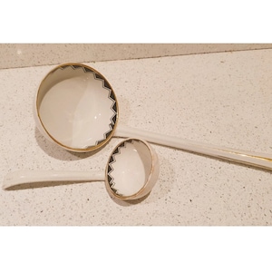 Art Deco Ceramic Ladles: Black and White Kitchen Decor (13/7 inch)