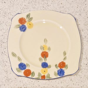 1920s, Art Deco Hand Painted Plates, Newhall, Hanley, Staffordshire, England, Art Deco, Side Plates, 6.5  inch