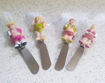 Vintage butter spreaders, Butter knives, Novelty Butter spreaders, Novelty butter Knives, Quirky, Kitsch, Summer, beach,picnic - Boxed