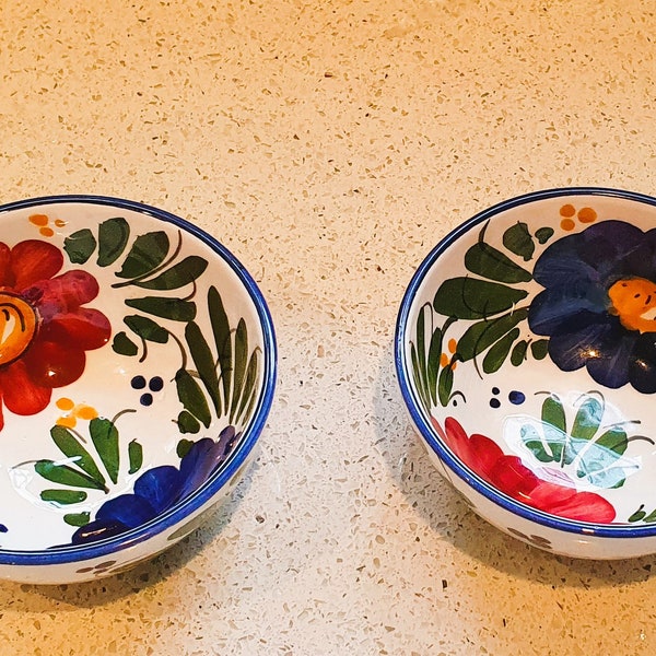 Vintage Spanish Hand Painted Bowls, Hand Made,  Alfresco Living. Tapas, Ceramic Handmade & Hand Painted. Dip, Snack, Salad, Olive, Tapas