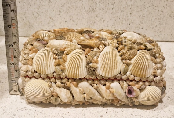 Vintage Shell Covered Jewelry Box: Large 90s Sea … - image 5
