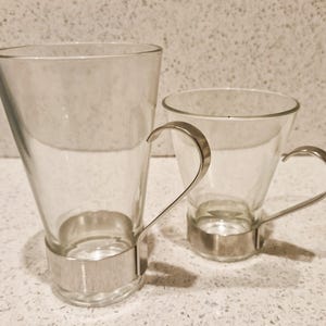 Tazas de café vintage Bormioli Rocco de vidrio templado con asa de metal