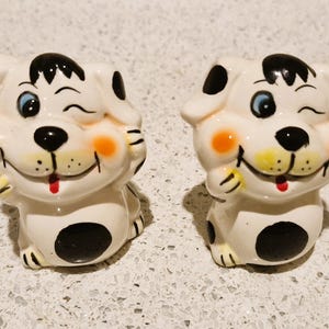 Vintage, Salt and Pepper Shakers, Kitsch, Salt and Pepper Pots, Dog Salt and Pepper Pots, 60s, 70s, Quirky Salt and Pepper Pots, Ceramic