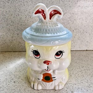 Cute Bunny Cookie Jar, Kitsch, Cute, Quirky, Rabbit, Bunny, Cookie Jar, Taiwanese