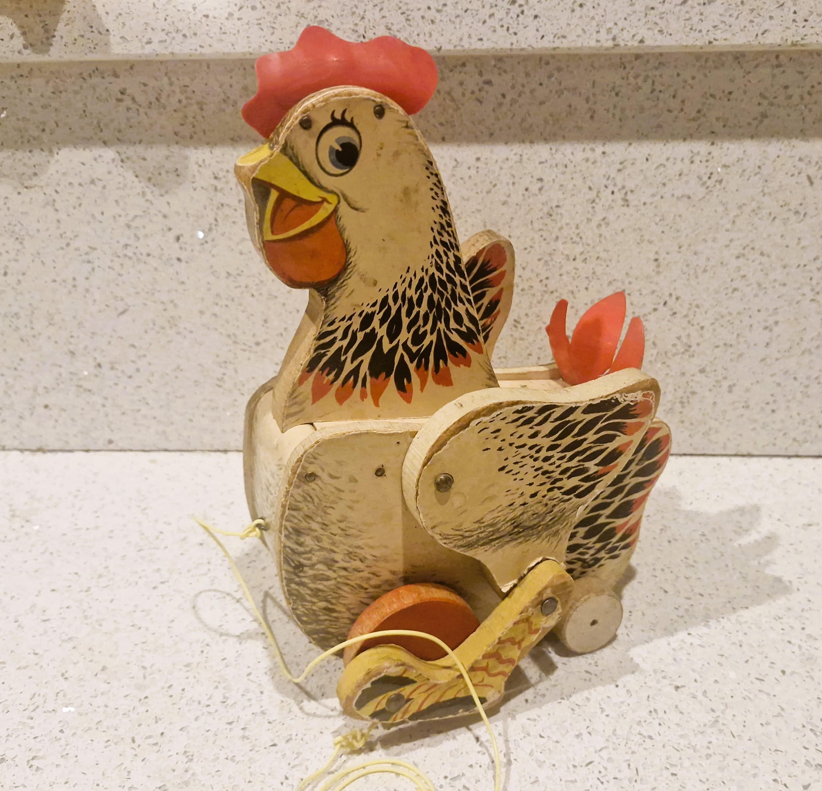 Vintage 1950s Fisher Price Wooden Cackling Hen Pull Toy - Etsy