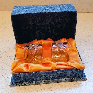 Anillos para servilletas de cristal de Harrods, Harrods vintage, anillos para servilletas de cristal, en caja, embalaje original, impecables años 70