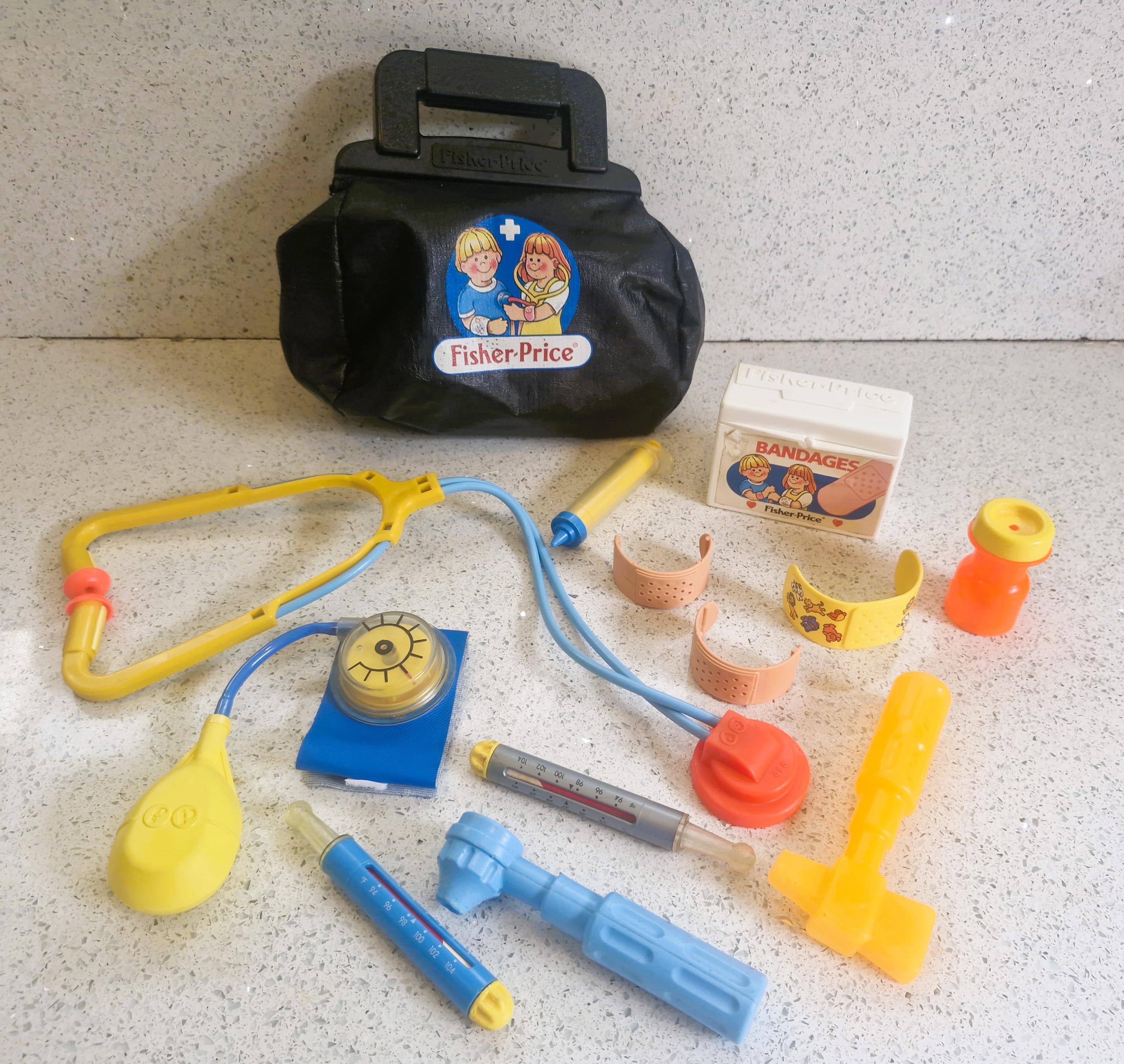 Vintage Fisher Price Doctor Bag: Complete Medical Kit With 