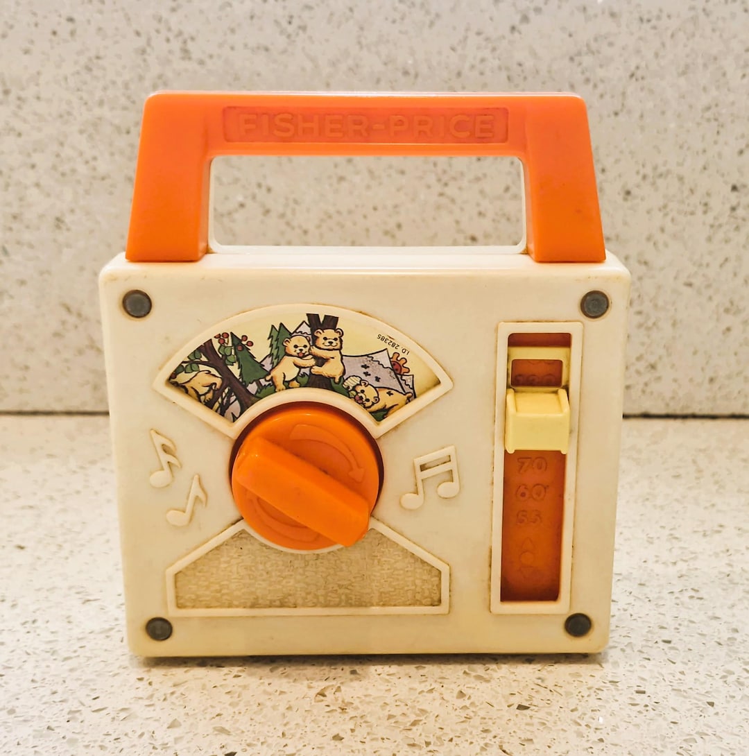 Vintage Fisher Price, Wind up Radio Music Box; Vintage Toy, 1970s