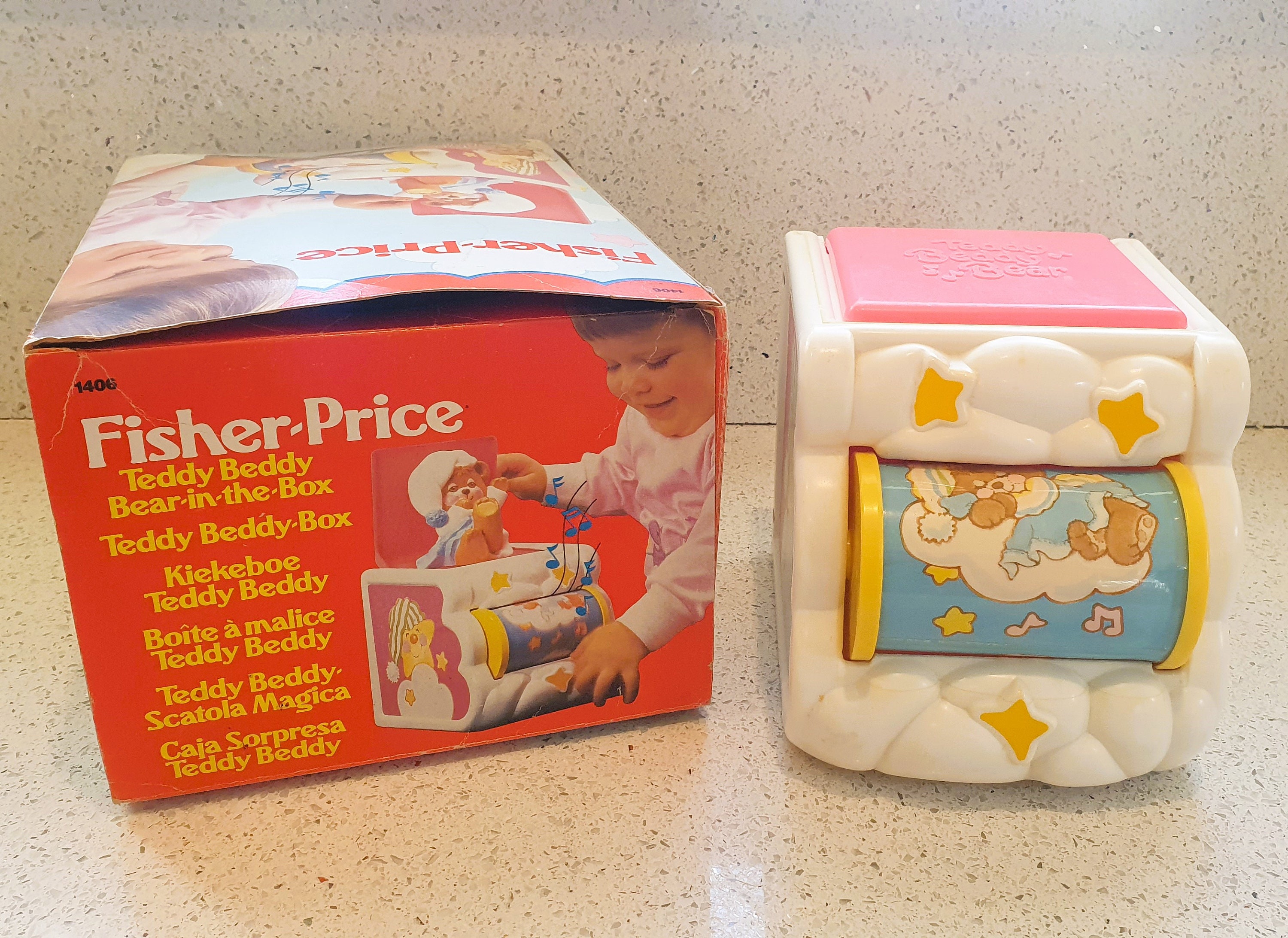 Vintage Fisher Price Teddy Beddy Bear Pop-up Musical Toy (boxed