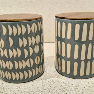 Crofton Ceramic Lidded Storage Jars, Crofton, Turquoise, Teal, Blue, Mid Century Design, Cannisters