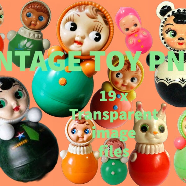 Kitsch, Quirky, Vintage Toy, Pictures, Images, 50s, 60s- 19 x Transparent Background PNG files - INSTANT DOWNLOAD