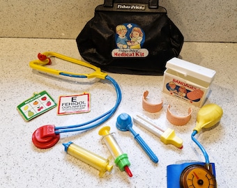 Borsa da medico vintage Fisher Price: kit medico completo con accessori