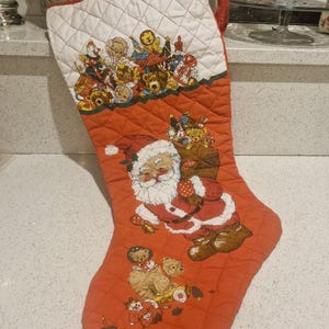 Vintage Christmas Stocking, Large Christmas Stocking, Kitsch Quirky Christmas stocking, Xmas Stockings, Vintage Christmas Stockings