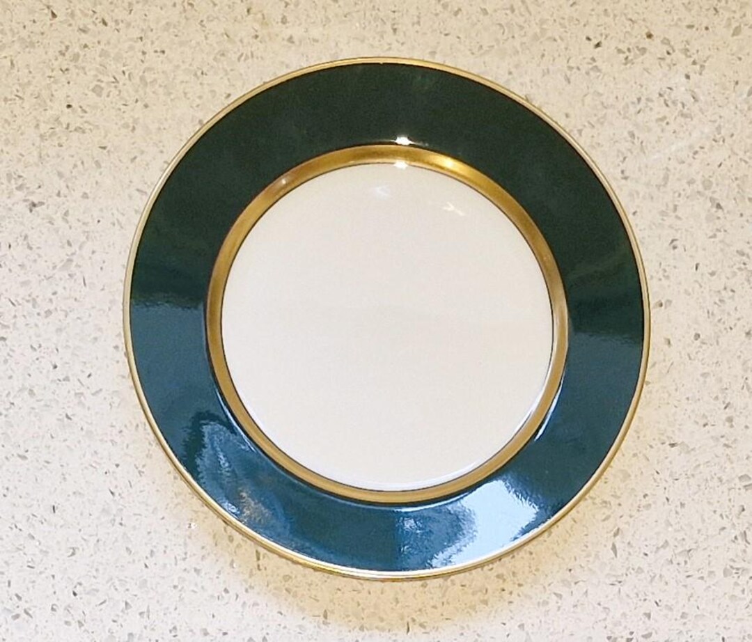 Fitz and Floyd Renaissance Side Plate: Green & Gold Vintage