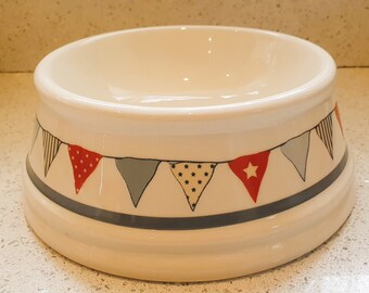 Vintage Mason Cash Bunting Dog Bowl, Mason Cash Dog Bowl, Stars, Flags, Banners, Pet, Dog, Bowl, Stoneware, Dog food Bowl, Dog Water Bowl